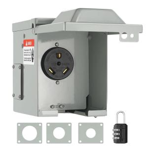 image:imageVEVOR 30 Amp RV Power Outlet Box 125250 Volt Enclosed Lockable Outdoor RV Receptacle Box NEMA TT30R Weatherproof Electrical Panel for RV Camper Trailer Motorhome Electric Car30 Amp