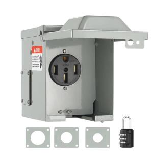 image:imageVEVOR 30 Amp RV Power Outlet Box 125250 Volt Enclosed Lockable Outdoor RV Receptacle Box NEMA TT30R Weatherproof Electrical Panel for RV Camper Trailer Motorhome Electric Car50 Amp