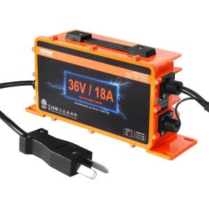 image:imageVEVOR 36 Volt Golf Cart Battery Charger 12 AMP Smart Battery Charger with DStyle Plug Compatible with LeadAcid AGMGelEFB MF NMC LiFePO4 Batteries for EZGO TXT IP67 Waterproof ETL Certified36V 18A For Crowfoot Plug