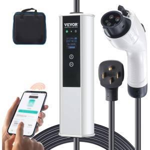 image:imageVEVOR Level 2 Portable EV Charger 40A 240V Electric Vehicle Charger with 25 ft Cable NEMA 1450 Adjustable Current 16A40A Plugin Home Charging Station for SAE J1772 EVs40 Amp