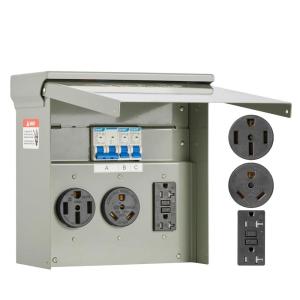 image:imageVEVOR Temporary Power Outlet Panel Weatherproof RV Electrical Breaker Box with 203050 Amp Receptacle Installed Prewired Circuit NEMA 1450RNEMA TT30R  20A GFCI for RV Camper Trailer Motorhome503020 Amp