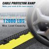 image:imageVEVOR 3 PCs 2 Channel Rubber Cable Protector Ramp 12000 lbsaxle Capacity Heavy Duty Hose Wire Cover Ramp Driveway Traffic Speed Bump wFlipOpen Top Cover amp 50 ft Warning Tape for IndoorampOutdoor2 Channel5PCs