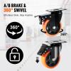 image:imageVEVOR Caster Wheels 5inch Swivel Plate Casters Set of 4 with Security AB Locking No Noise PVC Wheels Heavy Duty 450 lbs Load Capacity Per Caster NonMarking Wheels for Cart Furniture Workbench4 inch