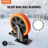 image:imageVEVOR Caster Wheels 5inch Swivel Plate Casters Set of 4 with Security AB Locking No Noise PVC Wheels Heavy Duty 450 lbs Load Capacity Per Caster NonMarking Wheels for Cart Furniture Workbench6inch