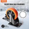 image:imageVEVOR Caster Wheels 5inch Swivel Plate Casters Set of 4 with Security AB Locking No Noise PVC Wheels Heavy Duty 450 lbs Load Capacity Per Caster NonMarking Wheels for Cart Furniture Workbench4 inch