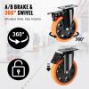 image:imageVEVOR Caster Wheels 5inch Swivel Plate Casters Set of 4 with Security AB Locking No Noise PVC Wheels Heavy Duty 450 lbs Load Capacity Per Caster NonMarking Wheels for Cart Furniture Workbench6inch