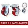 image:imageVEVOR Caster Wheels Set of 4 6 Heavy Duty Casters 2 Rigid and 2 Swivel Casters with Side Brake Polyurethane Iron Core Plate 4000LBS Capacity
