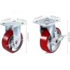 image:imageVEVOR Caster Wheels Set of 4 6 Heavy Duty Casters 2 Rigid and 2 Swivel Casters with Side Brake Polyurethane Iron Core Plate 4000LBS Capacity