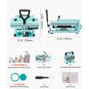 image:imageVEVOR Hybrid Heat Press 15 x 15 inch 8in1 Multifunction Heat Up Fast and Even AllNew Patented Design Easy to Control Sublimation Press Machine for TShirtsMugsTumblersCapsPlates Black15X15 8 in 1Green