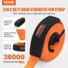 image:imageVEVOR Polyester Heavy Duty Tow Strap Recovery Kit 3 x 30 ft MBS36000 lbs Winch Strap Triple Reinforced Loop Snatch Strap  2 Shackle Hitch Receiver  34 DRing Shackles 2PCS  Storage Bag