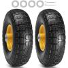 image:image2Pack VEVOR 10Inch Solid Rubber Tires and Wheels 4103504 Flat Free Tubeless Tires and Wheels with 58 Axle Bore Hole Offset Hub Perfect for Hand Truck Utility Cart Dolly Garden TrailerMetal wheel hub