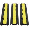 image:imageVEVOR 3 PCs 2 Channel Rubber Cable Protector Ramp 12000 lbsaxle Capacity Heavy Duty Hose Wire Cover Ramp Driveway Traffic Speed Bump wFlipOpen Top Cover amp 50 ft Warning Tape for IndoorampOutdoor2 Channel3PCs
