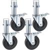 image:imageVEVOR 4 Pack Scaffolding Wheels 8 x 2 Inch Scaffold Caster Wheels with Dual Locking Rubber Swivel Casters 360 Degrees Heavy Duty Rubber Swivel Stem Casters with Brake 2908LBS Capacity5 Square Tube Stem