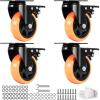 image:imageVEVOR Caster Wheels 5inch Swivel Plate Casters Set of 4 with Security AB Locking No Noise PVC Wheels Heavy Duty 450 lbs Load Capacity Per Caster NonMarking Wheels for Cart Furniture Workbench4 inch