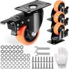 image:imageVEVOR Caster Wheels 5inch Swivel Plate Casters Set of 4 with Security AB Locking No Noise PVC Wheels Heavy Duty 450 lbs Load Capacity Per Caster NonMarking Wheels for Cart Furniture Workbench3inch