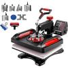 image:imageVEVOR Hybrid Heat Press 15 x 15 inch 5in1 Multifunction Heat Up Fast and Even AllNew Patented Design Easy to Control Sublimation Press Machine for TShirtsMugsTumblersCapsPlates Black11in1Red