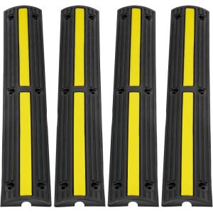 image:imageVEVOR 328 ft Cable Protector Ramp 4 Pack of 1 Channel 18000 lbsaxle Capacity Heavy Duty Rubber Speed Bumps Floor Cord Cable Protector Wire Cover for Residential Areas Private Garages Gardens1 Channel4PCS