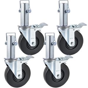 image:imageVEVOR 4 Pack Scaffolding Wheels 8 x 2 Inch Scaffold Caster Wheels with Dual Locking Rubber Swivel Casters 360 Degrees Heavy Duty Rubber Swivel Stem Casters with Brake 2908LBS Capacity5 Square Tube Stem