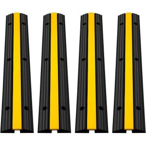 image:imageVEVOR 5 Channel Rubber Cable Protector Ramp Heavy Duty 22000 lbsaxle Capacity Wire Hose Cord Cover Ramp ADA Compliant Driveway Road Hump Traffic Speed Bump wFlipOpen Top Cover1 Channel4PCS