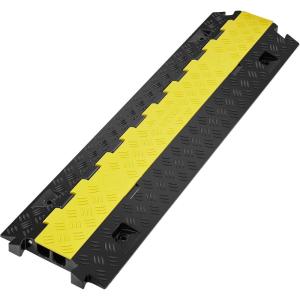 image:imageVEVOR Cable Protector Ramp 2 Channel 22000 lbsaxle Capacity Heavy Duty TPU Wire Cord Cover Ramp Hose Protector Driveway Traffic Speed Bump wTPR FlipOpen Top Cover for Indoor amp Outdoor1 PC