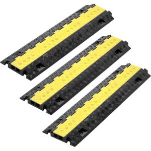 image:imageVEVOR Cable Protector Ramp 2 Channel 22000 lbsaxle Capacity Heavy Duty TPU Wire Cord Cover Ramp Hose Protector Driveway Traffic Speed Bump wTPR FlipOpen Top Cover for Indoor amp Outdoor3 PCs