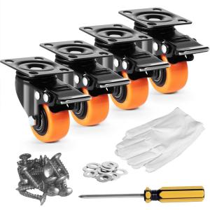 image:imageVEVOR Caster Wheels 5inch Swivel Plate Casters Set of 4 with Security AB Locking No Noise PVC Wheels Heavy Duty 450 lbs Load Capacity Per Caster NonMarking Wheels for Cart Furniture Workbench2inch