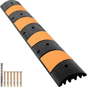 image:imageVEVOR Rubber Speed Bump 2 Pack  6 FT Heavy Duty 22000 lbs Capacity for Road amp Driveway 728 x 122 x 22 Modular Traffic Hump 2 Channel Floor Cord Cover for Asphalt Concrete Gravel6ft