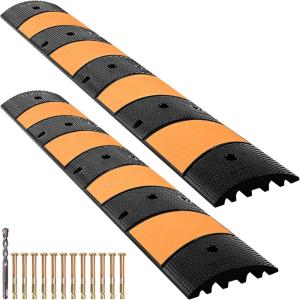 image:imageVEVOR Rubber Speed Bump 2 Pack  6 FT Heavy Duty 22000 lbs Capacity for Road amp Driveway 728 x 122 x 22 Modular Traffic Hump 2 Channel Floor Cord Cover for Asphalt Concrete Gravel2 Pack