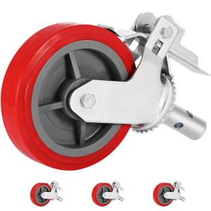 image:imageVEVOR Scaffolding Wheels Set Heavy Duty 4Pack 8 Scaffolding Casters with 4400 Lbs Per Set and Locking Stem Casters with Brake Polyurethane Replacement for Scaffold Shelves WorkbenchPlastic core