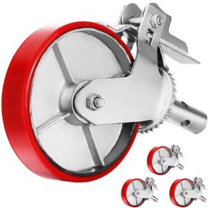 image:imageVEVOR Scaffolding Wheels Set Heavy Duty 4Pack 8 Scaffolding Casters with 4400 Lbs Per Set and Locking Stem Casters with Brake Polyurethane Replacement for Scaffold Shelves WorkbenchIron core
