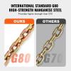 image:imageVEVOR G80 Transport Binder Chain 516 x 142 Tow Chain with Clevis Grab Hooks 4900 lbs Safe Working Load Heavy Duty Trailer Logging Chain for Transporting Towing Truck Tie Down Binding Equipment1 Pack