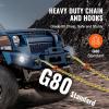 image:imageVEVOR G80 V Bridle Chain 516 x 3 Towing Chain Bridle with R Hooks T Hooks J Hooks and Grab Hooks Transport Tow Chain Bridle with 10800 lbs Safe Working Load for Flatbed Truck Wrecker Recovery516Inch x 2FT