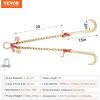 image:imageVEVOR G80 V Bridle Chain 516 x 3 Towing Chain Bridle with R Hooks T Hooks J Hooks and Grab Hooks Transport Tow Chain Bridle with 10800 lbs Safe Working Load for Flatbed Truck Wrecker Recovery38Inch x 2FT