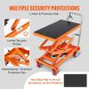image:imageVEVOR TFD80 Hydraulic Lift Table Cart 1760lbs Capacity 59 with 4 Wheels and NonSlip Pad for Material Handling and Transportation OrangeOrange