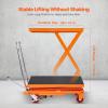 image:imageVEVOR TFD80 Hydraulic Lift Table Cart 1760lbs Capacity 59 with 4 Wheels and NonSlip Pad for Material Handling and Transportation OrangeOrange