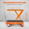 image:imageVEVOR TFD80 Hydraulic Lift Table Cart 1760lbs Capacity 59 with 4 Wheels and NonSlip Pad for Material Handling and Transportation OrangeOrange