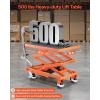 image:imageVEVOR TFD80 Hydraulic Lift Table Cart 1760lbs Capacity 59 with 4 Wheels and NonSlip Pad for Material Handling and Transportation OrangeOrange