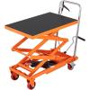 image:imageVEVOR TFD80 Hydraulic Lift Table Cart 1760lbs Capacity 59 with 4 Wheels and NonSlip Pad for Material Handling and Transportation OrangeOrange
