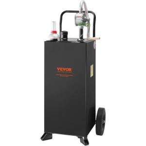 image:imageVEVOR 30 Gallon Gas Caddy  Portable Fuel Storage Tank with 2 Wheels amp Manual Transfer Pump Diesel amp Gasoline Fuel Container for Cars Lawn Mowers ATVs Boats BlackBlack
