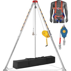 image:imageVEVOR Confined Space Tripod Kit 1800 lbs Winch Confined Space Tripod 7 Legs and 98 Cable Confined Space Rescue Tripod 328 Fall Protection Harness Storage Bag for Traditional Confined Spaces2600lbs 98ft w Harness