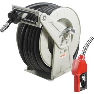 image:imageVEVOR Fuel Hose Reel 1 x 50 Extra Long Retractable Diesel Hose Reel HeavyDuty Carbon Steel Construction with Automatic Fuel Nozzle NBR Rubber Hose for Aircraft Ship Vehicle Tank Truck 300 PSI1 50 Ft
