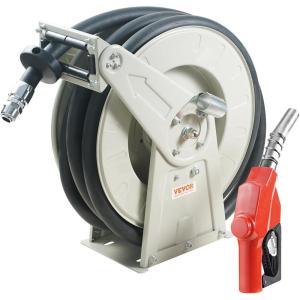 image:imageVEVOR Fuel Hose Reel 1 x 50 Extra Long Retractable Diesel Hose Reel HeavyDuty Carbon Steel Construction with Automatic Fuel Nozzle NBR Rubber Hose for Aircraft Ship Vehicle Tank Truck 300 PSI34 60 Ft