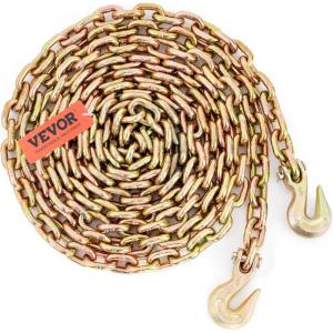 image:imageVEVOR G80 Transport Binder Chain 516 x 142 Tow Chain with Clevis Grab Hooks 4900 lbs Safe Working Load Heavy Duty Trailer Logging Chain for Transporting Towing Truck Tie Down Binding Equipment1 Pack