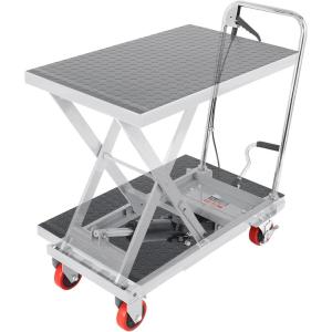 image:imageVEVOR TFD80 Hydraulic Lift Table Cart 1760lbs Capacity 59 with 4 Wheels and NonSlip Pad for Material Handling and Transportation OrangeGray