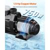 image:imageVEVOR Swimming Pool Pump 20HP 115 V 1500 W Single Speed Pumps for Above Ground Pool wStrainer Basket 5400 GPH Max Flow Certification of ETL for SecuritySingle Speed