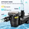 image:imageVEVOR Swimming Pool Pump 20HP 115 V 1500 W Single Speed Pumps for Above Ground Pool wStrainer Basket 5400 GPH Max Flow Certification of ETL for SecuritySingle Speed