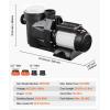 image:imageVEVOR Swimming Pool Pump 20HP 115 V 1500 W Single Speed Pumps for Above Ground Pool wStrainer Basket 5400 GPH Max Flow Certification of ETL for SecuritySingle Speed