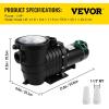image:imageVEVOR Swimming Pool Pump 20HP 115 V 1500 W Single Speed Pumps for Above Ground Pool wStrainer Basket 5400 GPH Max Flow Certification of ETL for SecuritySingle Speed