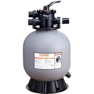 image:imageVEVOR 25033BX 19inch Up to 45 GPM Flow Rate Above Inground Swimming Pool Sand System with 7Way MultiPort Valve Filter Backwash Rinse Recirculate Waste Winter Closed Functions Gray19 inch