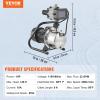 image:imageVEVOR 1HP Shallow Well Pump Portable 1380 GPH Garden Jet Pump with Automatic Controller 145 ft Head Stainless Steel Sprinkler Booster Pumps for Garden Lawn Irrigation System Water Transfer1 HP with Automatic Controller